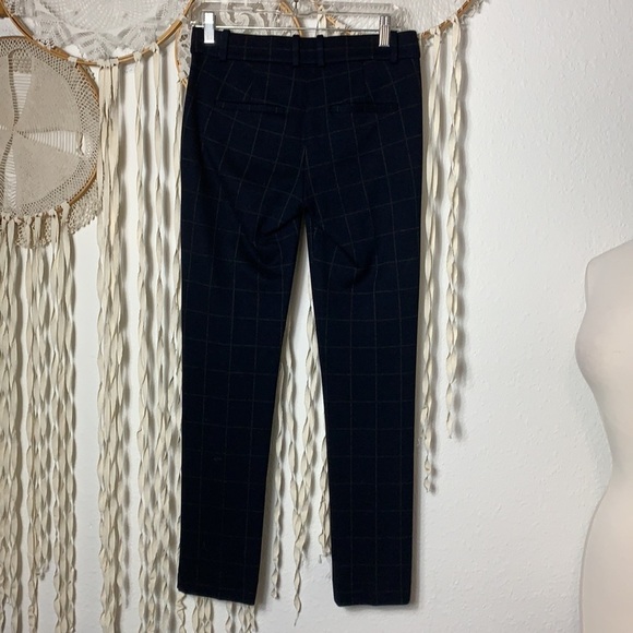 Theory NWOT Navy Blue Windowpane Knit Straight Leg Dress Pant Size 00 - Picture 6 of 10